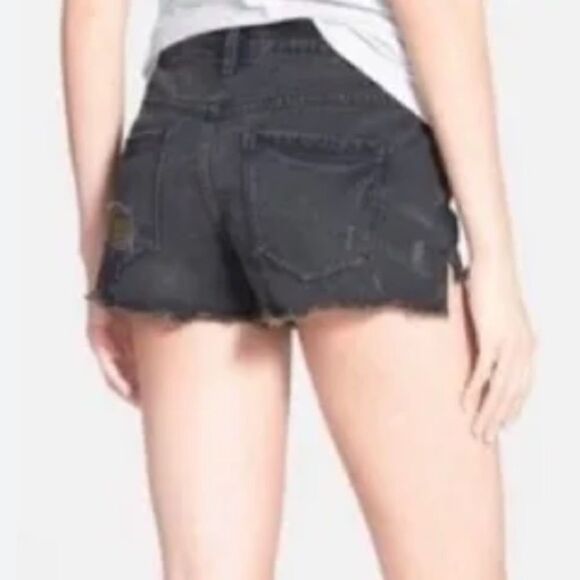 Free people runaway raw cut black brown denim shorts - Picture 2 of 9